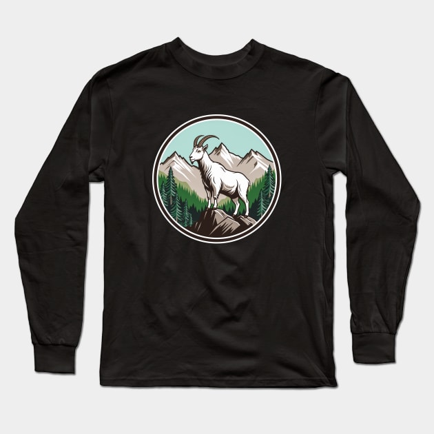 Mountain Goat Long Sleeve T-Shirt by SunsetGraphics